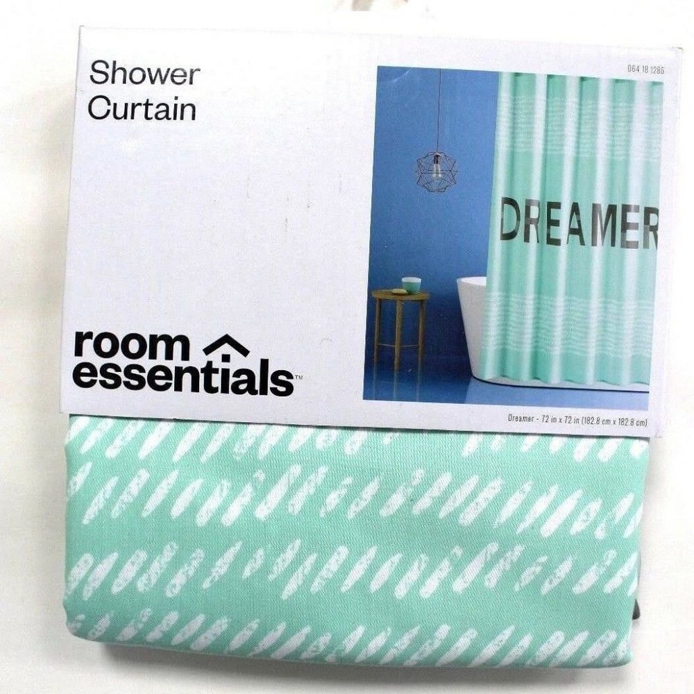 Room Essentials DREAMER Fabric Shower Curtain Mint Green